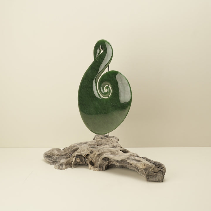 Pounamu Kahurangi Hei Matau Koru Sculpture