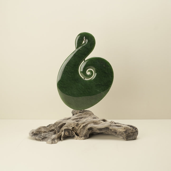 Pounamu Kahurangi Hei Matau Koru Sculpture