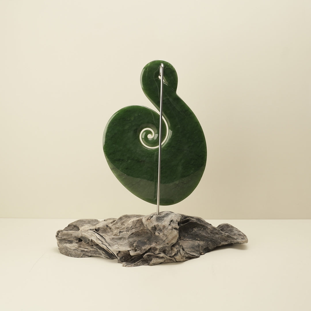 Pounamu Kahurangi Hei Matau Koru Sculpture