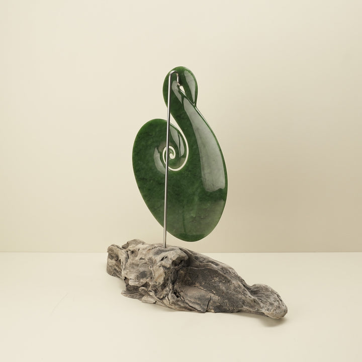Pounamu Kahurangi Hei Matau Koru Sculpture
