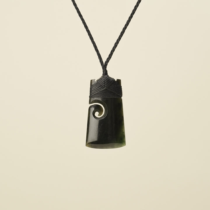 Toki with Koru Pounamu Medium, Black Binding