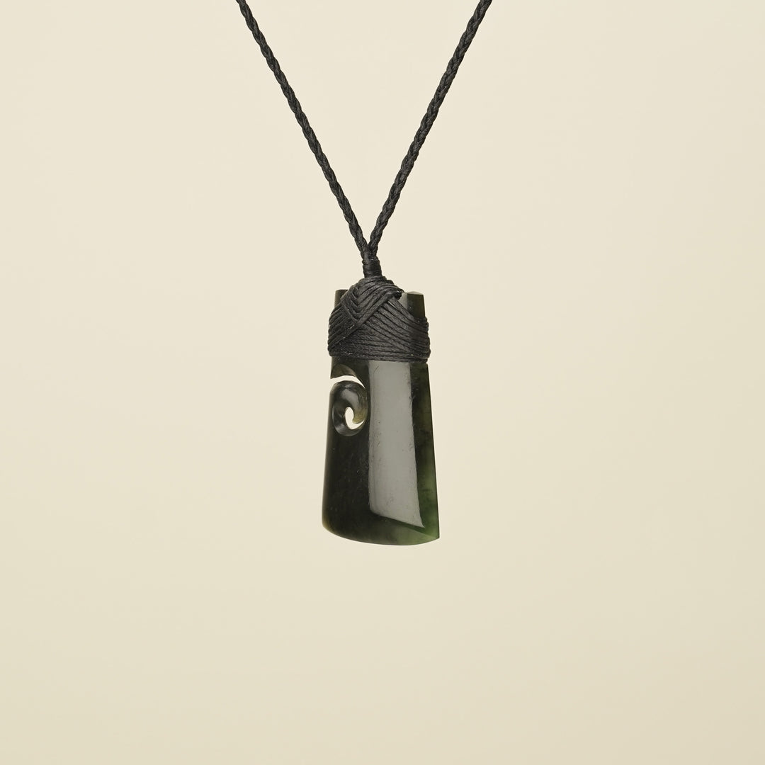 Toki with Koru Pounamu Medium, Black Binding