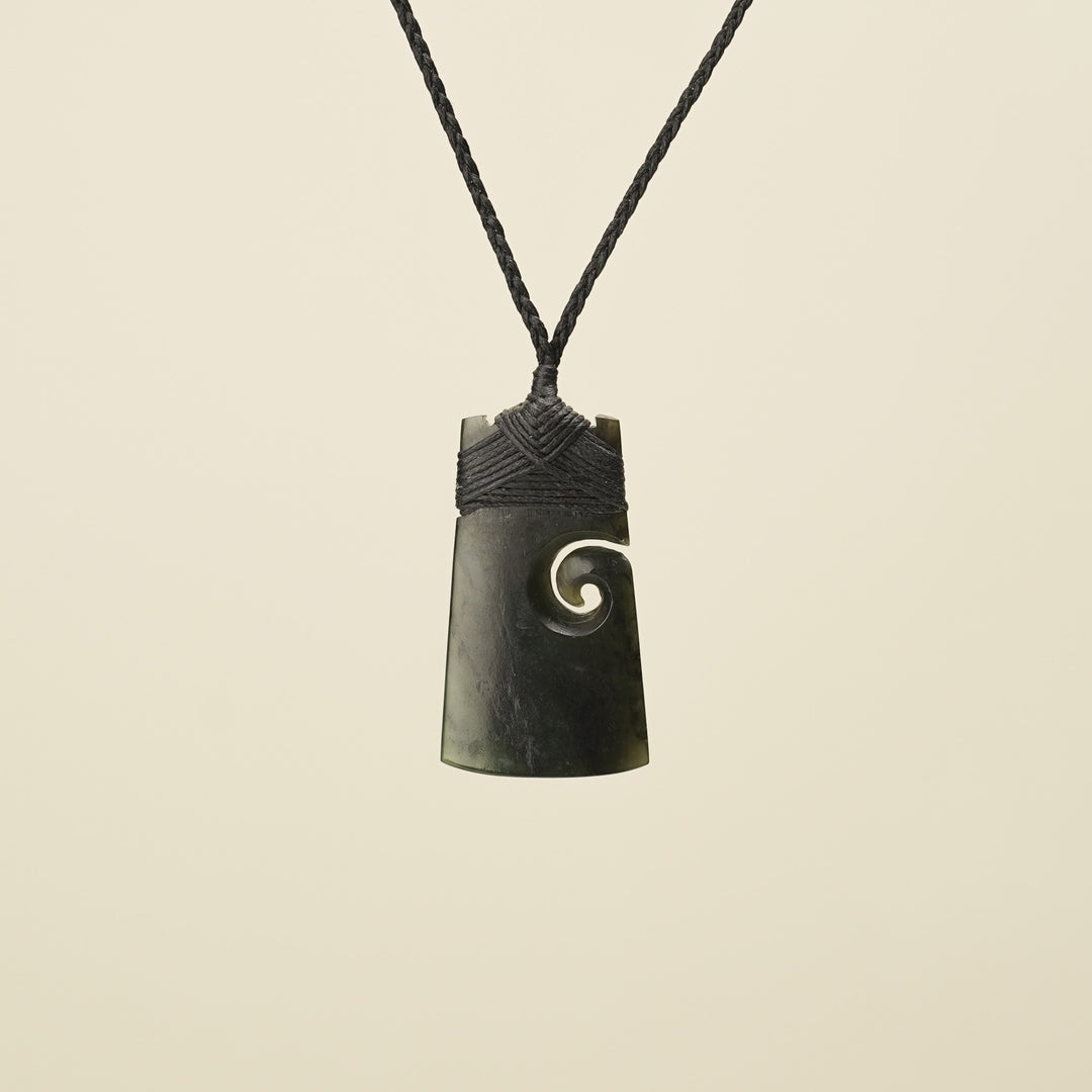Toki with Koru Pounamu Medium, Black Binding