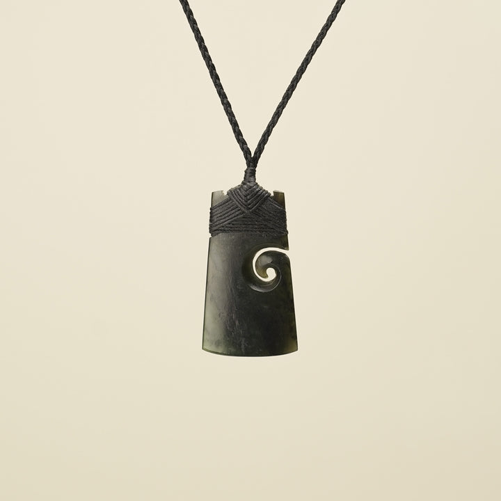 Toki with Koru Pounamu Medium, Black Binding