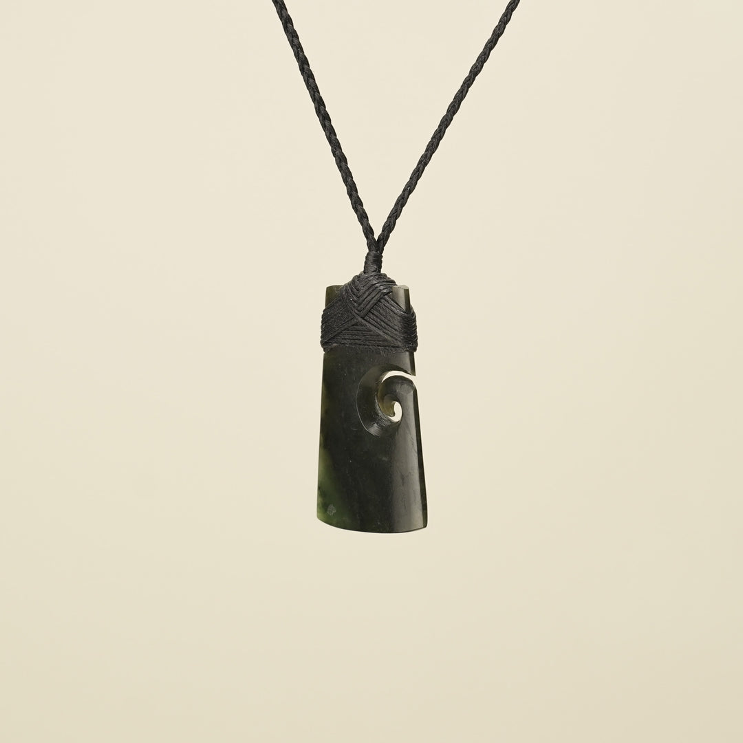 Toki with Koru Pounamu Medium, Black Binding