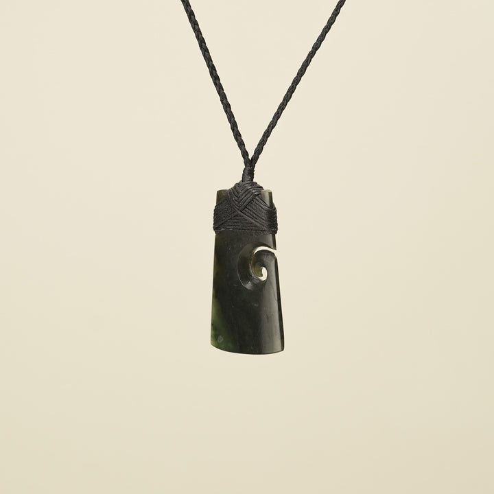 Toki with Koru Pounamu Medium, Black Binding