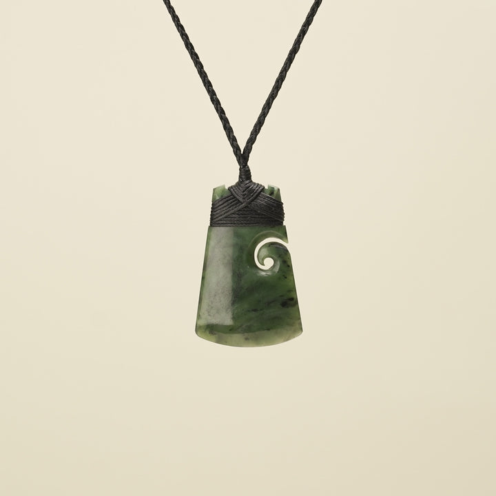 Toki with Koru Pounamu Medium, Black Binding