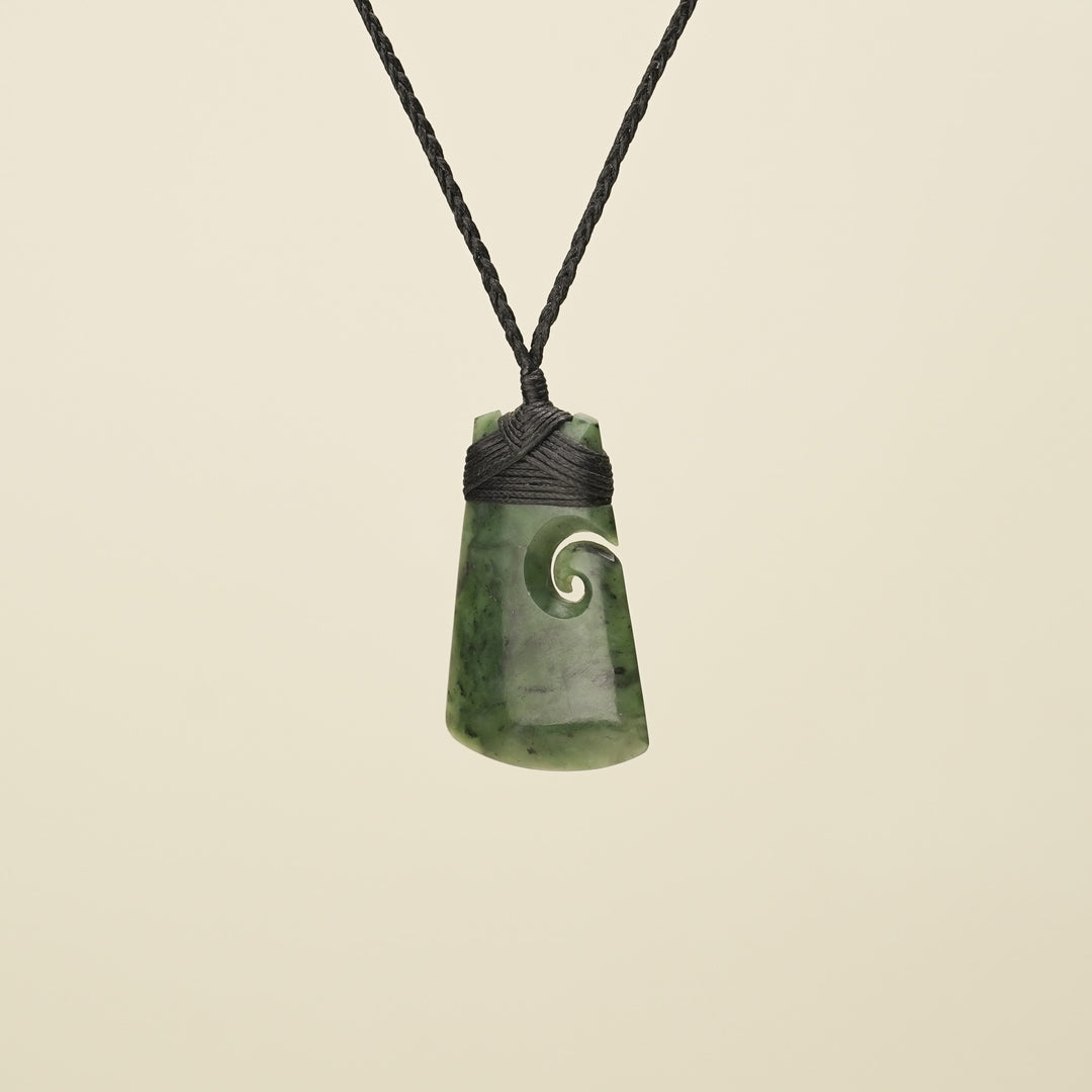Toki with Koru Pounamu Medium, Black Binding