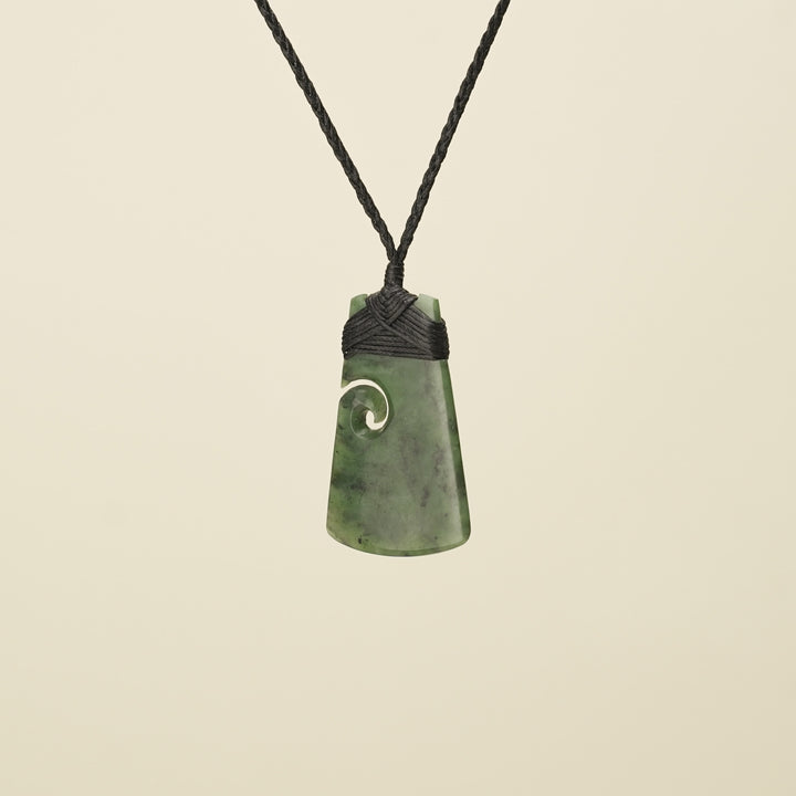 Toki with Koru Pounamu Medium, Black Binding