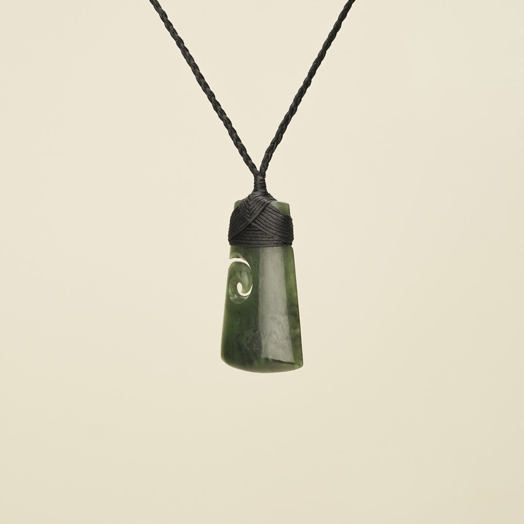 Toki with Koru Pounamu Medium, Black Binding
