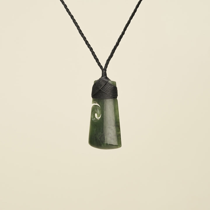 Toki with Koru Pounamu Medium, Black Binding
