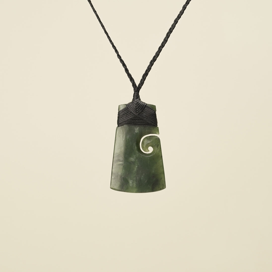 Toki with Koru Pounamu Medium, Black Binding
