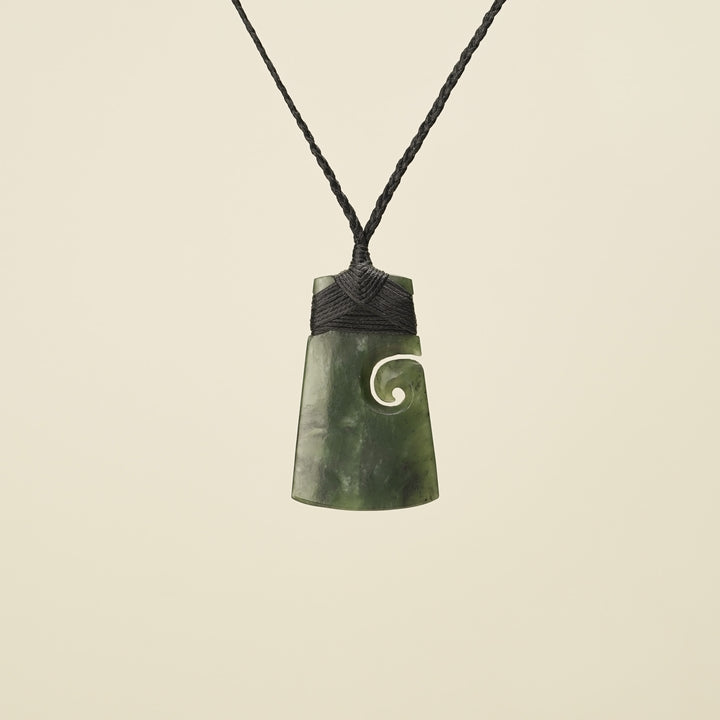 Toki with Koru Pounamu Medium, Black Binding