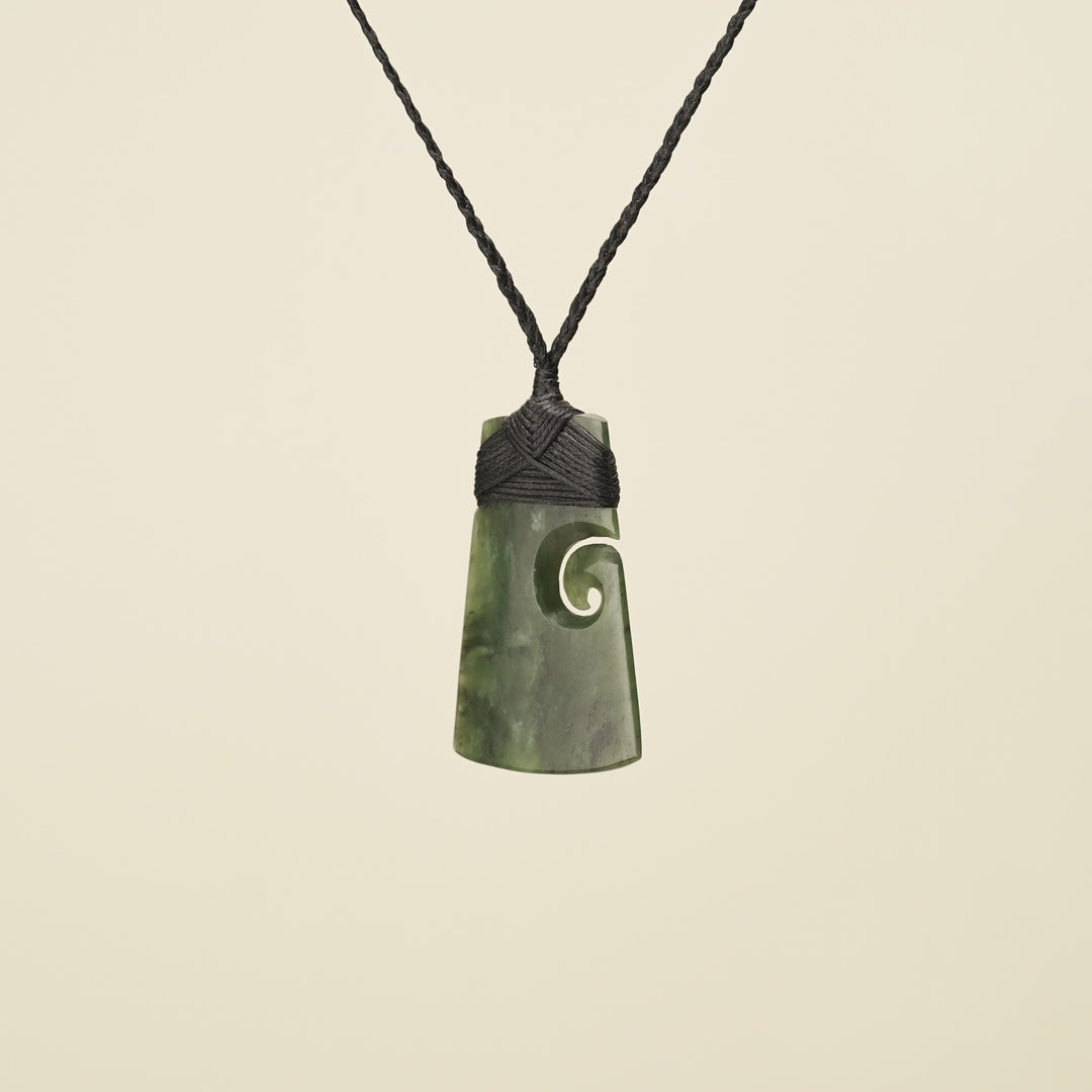 Toki with Koru Pounamu Medium, Black Binding
