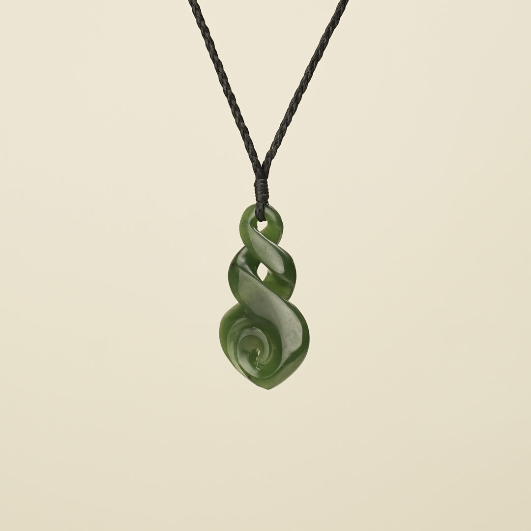 Double Pikorua with Koru Pounamu Pendant