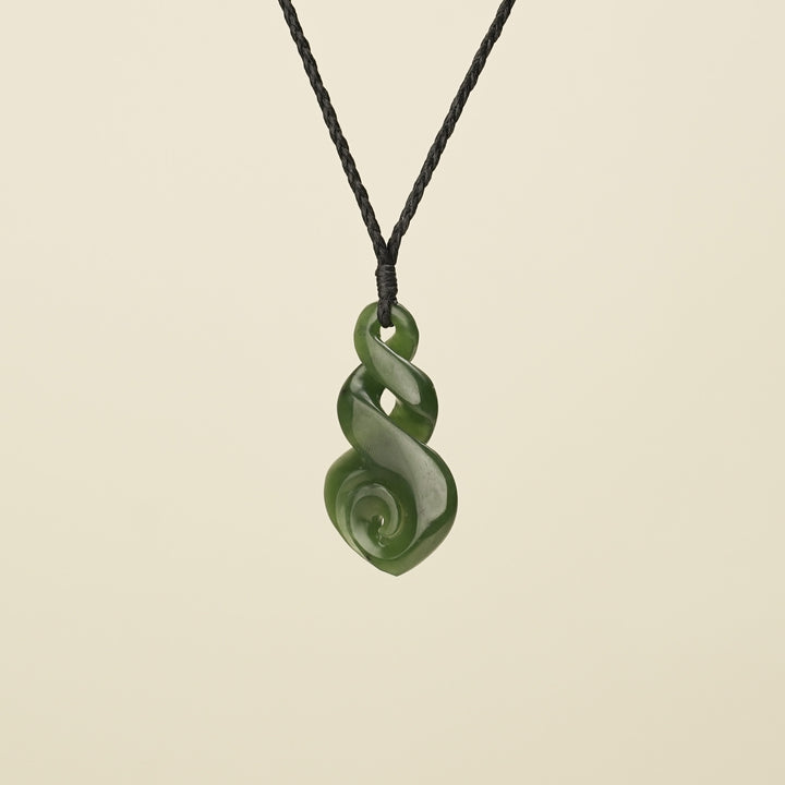 Double Pikorua with Koru Pounamu Pendant