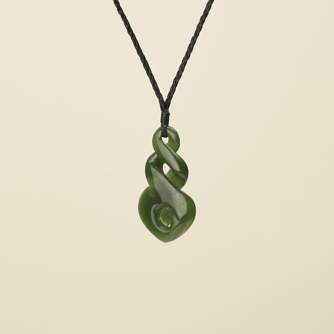 Double Pikorua with Koru Pounamu Pendant