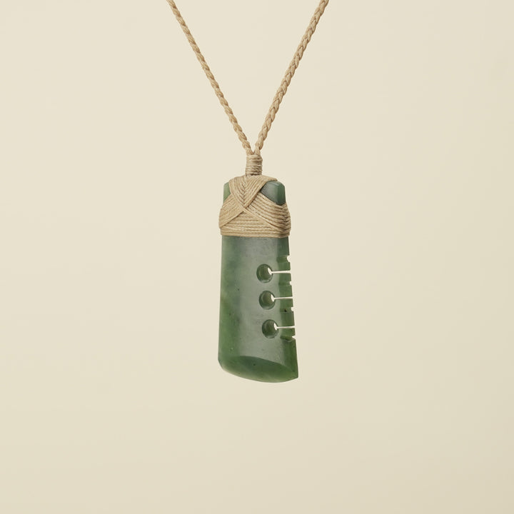 Notched Toki Kawakawa Pounamu Medium Pendant