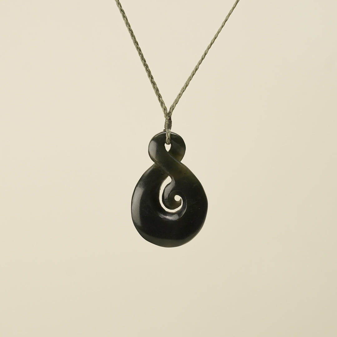 Large Greenstone Koru Pikorua Pendant