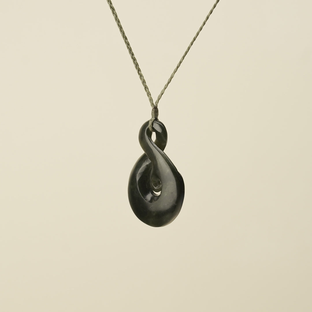 Large Greenstone Koru Pikorua Pendant