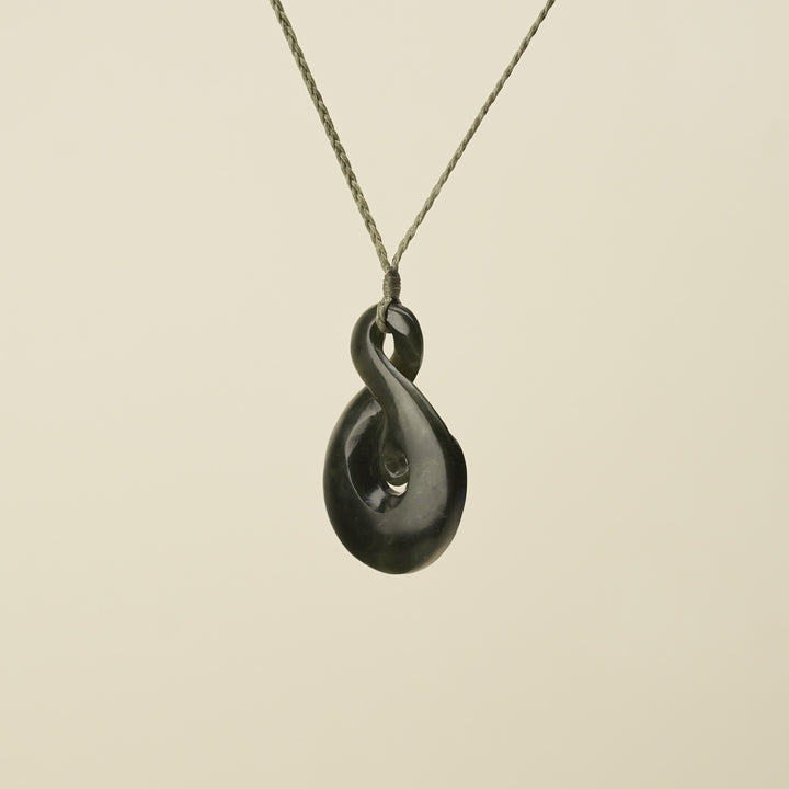 Large Greenstone Koru Pikorua Pendant