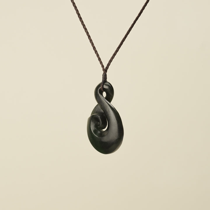 Large Greenstone Koru Pikorua Pendant
