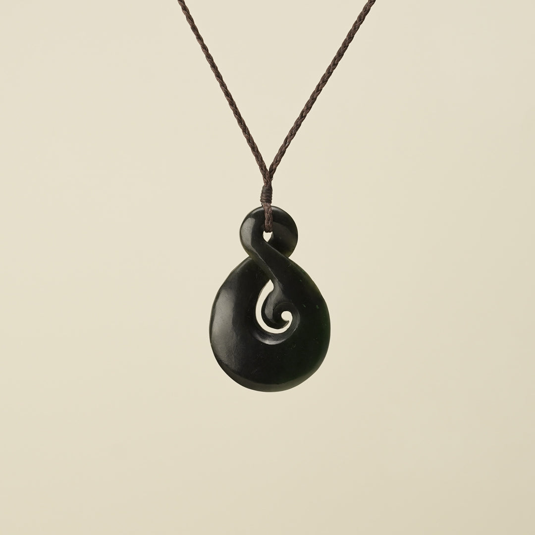 Large Greenstone Koru Pikorua Pendant