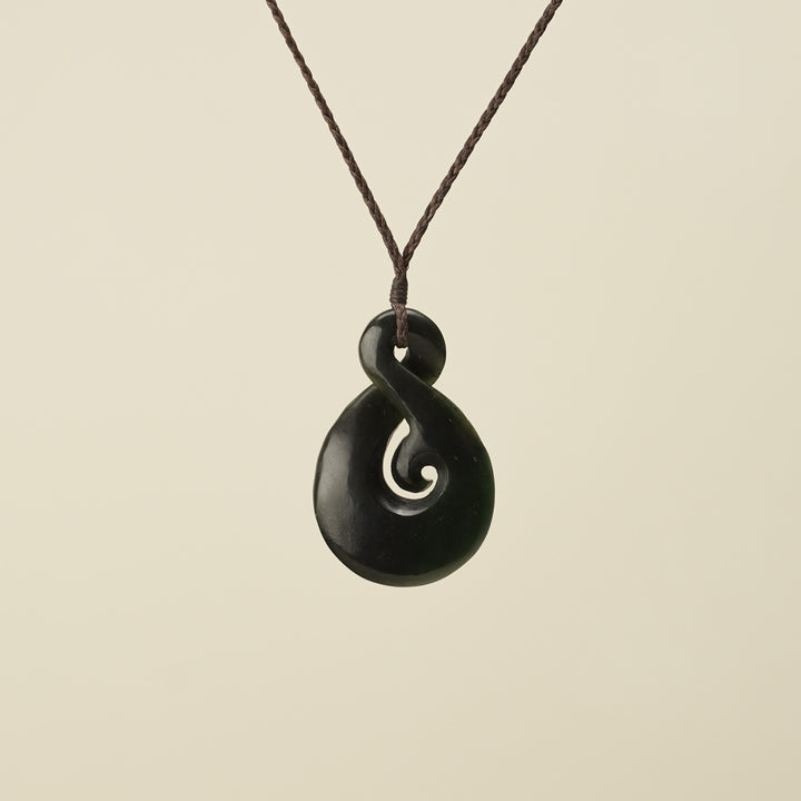 Large Greenstone Koru Pikorua Pendant