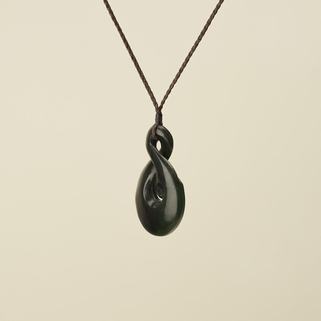 Large Greenstone Koru Pikorua Pendant