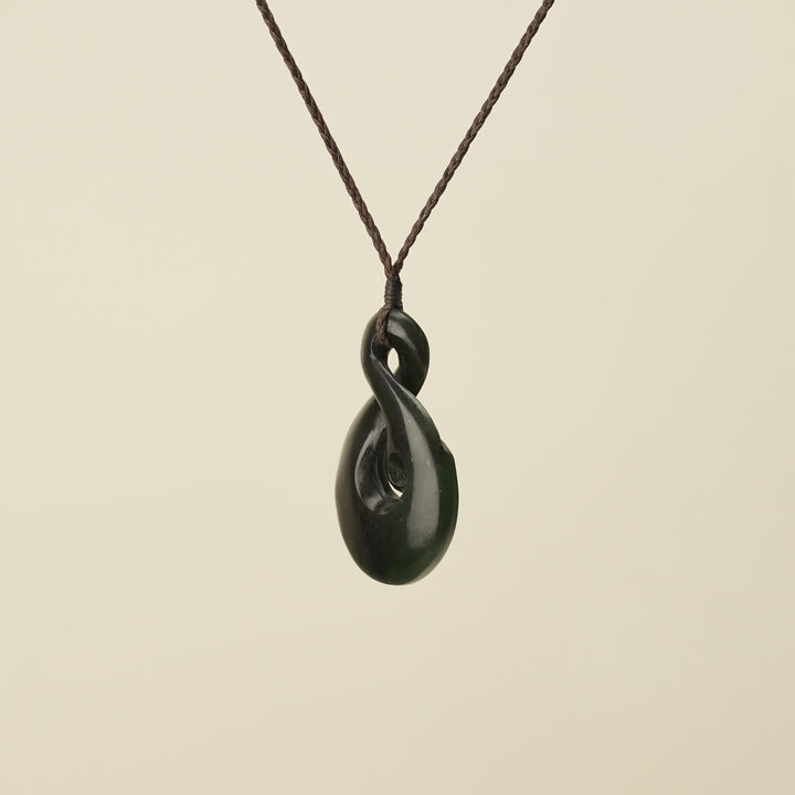 Large Greenstone Koru Pikorua Pendant