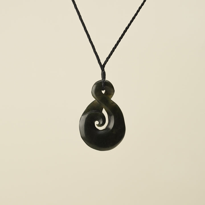 Large Greenstone Koru Pikorua Pendant