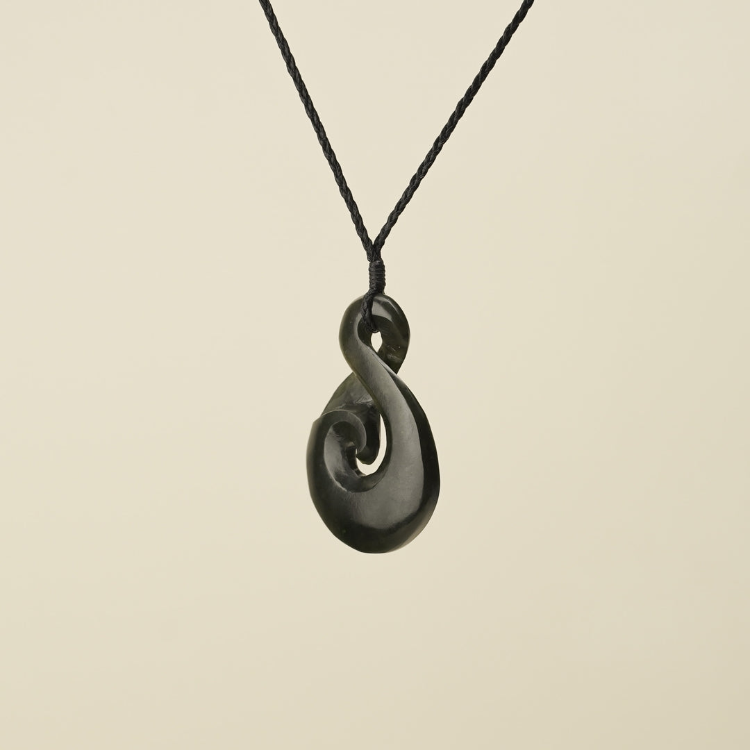 Large Greenstone Koru Pikorua Pendant