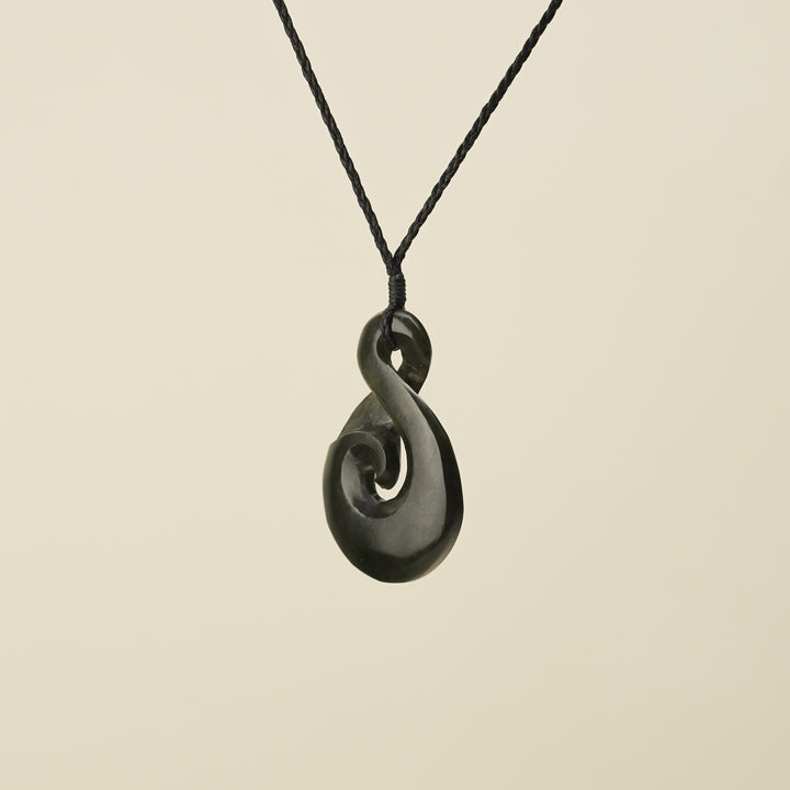 Large Greenstone Koru Pikorua Pendant