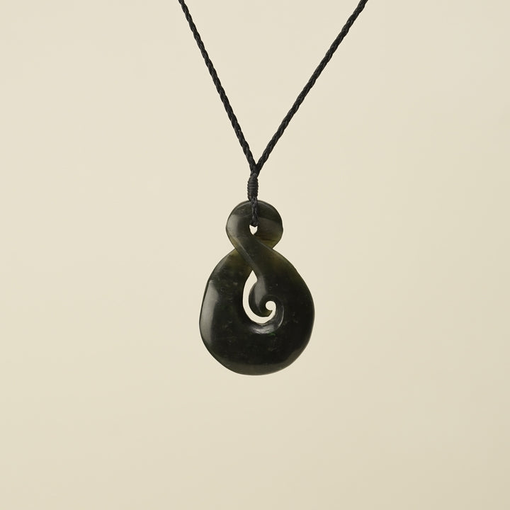 Large Greenstone Koru Pikorua Pendant