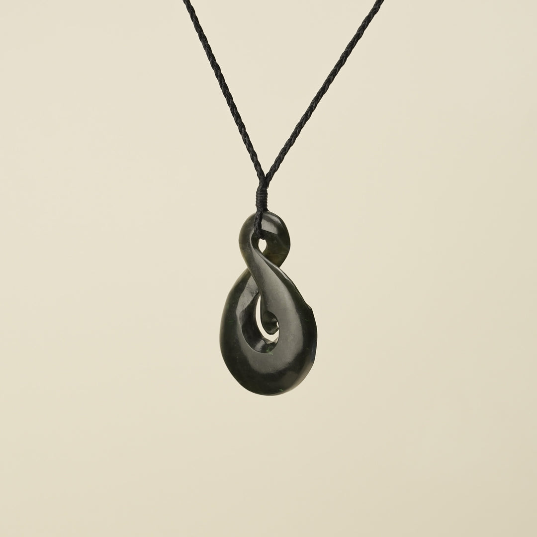 Large Greenstone Koru Pikorua Pendant