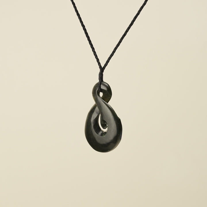 Large Greenstone Koru Pikorua Pendant