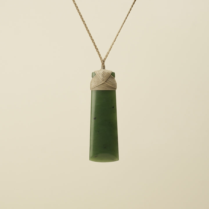 Toki Kahurangi Polished Pounamu Extra Large Tan Binding