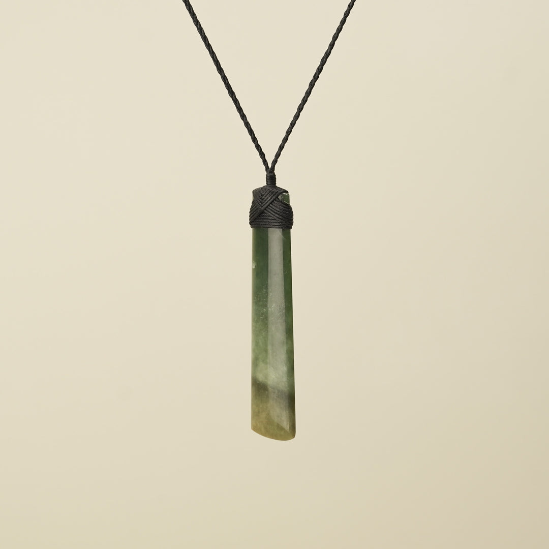 Extra Large Raukaraka Toki Pounamu Pendant Black Binding