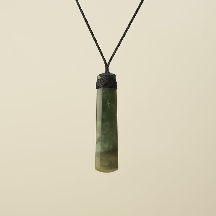 Extra Large Raukaraka Toki Pounamu Pendant Black Binding