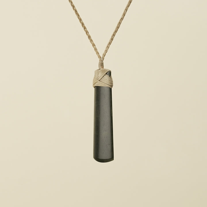 Toki Hapopo Pounamu Medium Pendant Tan Binding