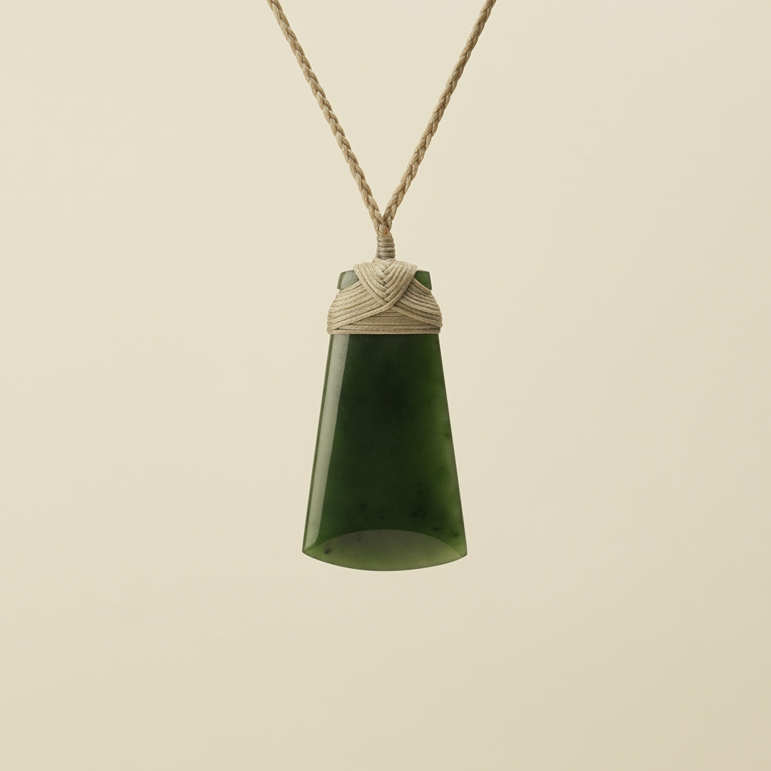 Medium Large Kahurangi Toki Pounamu Pendant Tan Binding