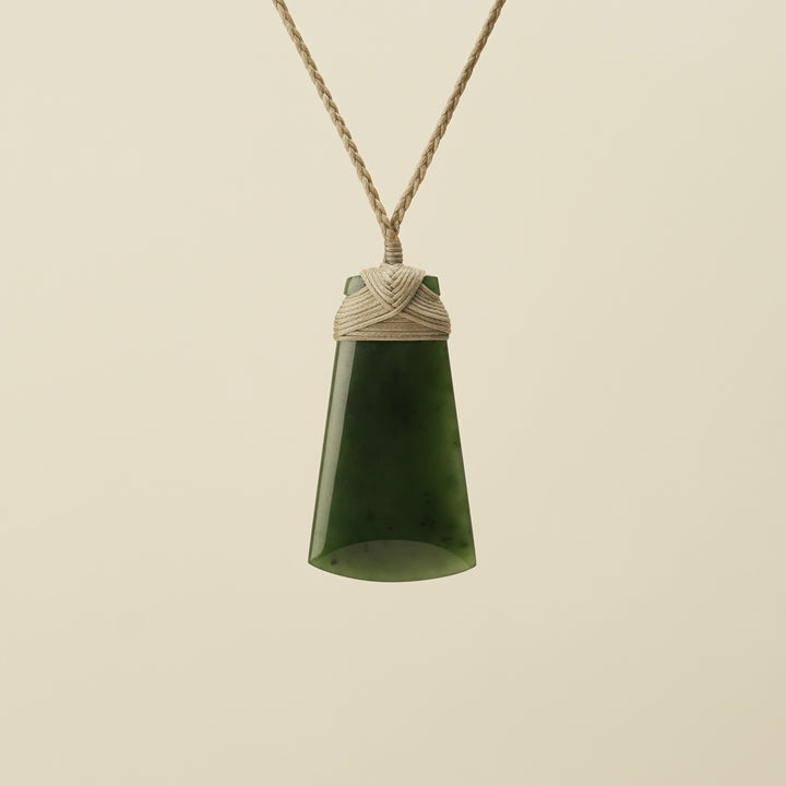 Medium Large Kahurangi Toki Pounamu Pendant Tan Binding