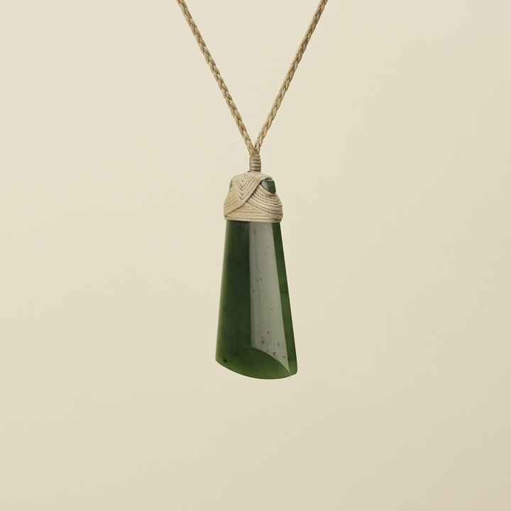 Medium Large Kahurangi Toki Pounamu Pendant Tan Binding