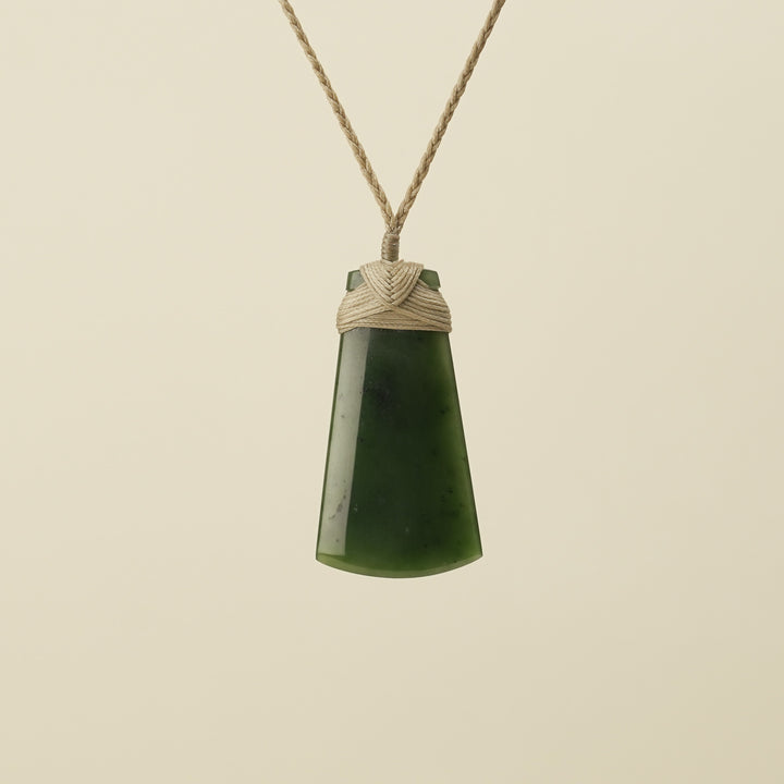 Medium Large Kahurangi Toki Pounamu Pendant Tan Binding