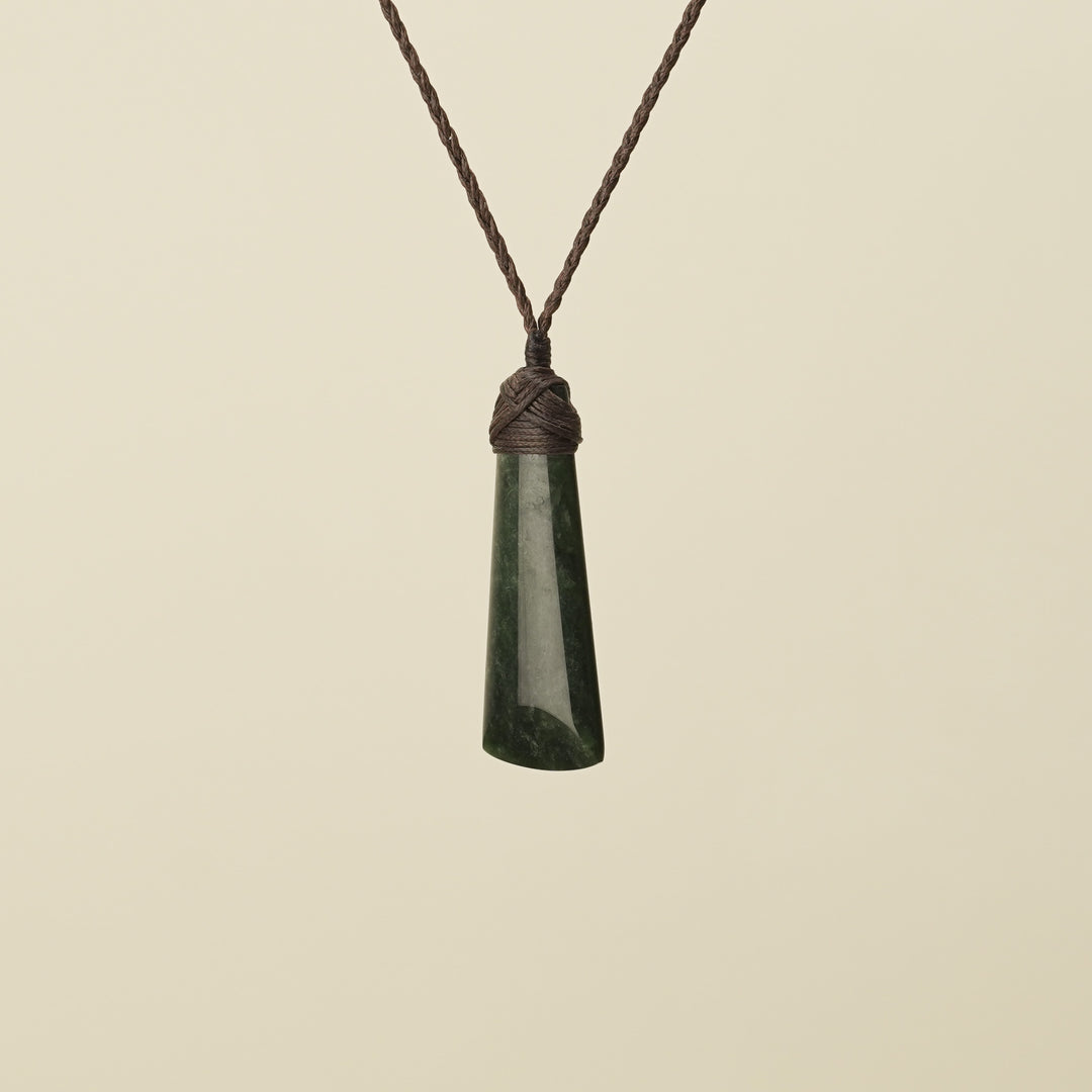 Toki Hapopo Pounamu Extra Small Pendant Brown Binding