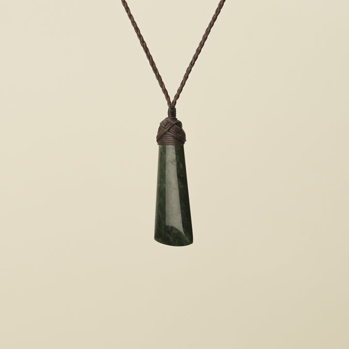 Toki Hapopo Pounamu Extra Small Pendant Brown Binding