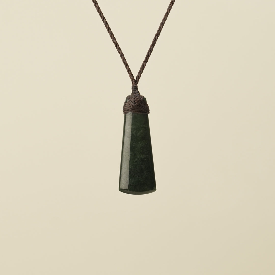 Toki Hapopo Pounamu Extra Small Pendant Brown Binding