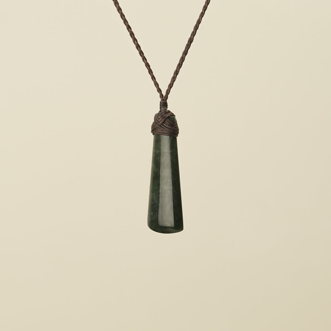 Toki Hapopo Pounamu Extra Small Pendant Brown Binding