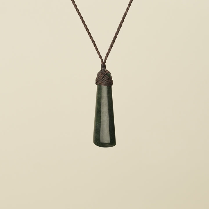 Toki Hapopo Pounamu Extra Small Pendant Brown Binding