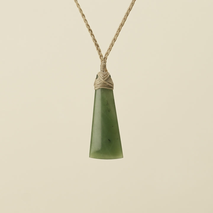 Toki Kahurangi Pounamu Extra Small Pendant Tan Binding